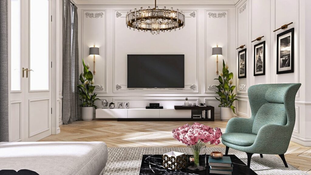 Inspirat din arta Greciei și a Romei antice, stilul neoclasic se completează cu elemente de decor și tehnologii moderne. Acesta exclude pompozitatea, excesul de decor și poate fi încadrat atât în spații mari, cât și în cele mici.