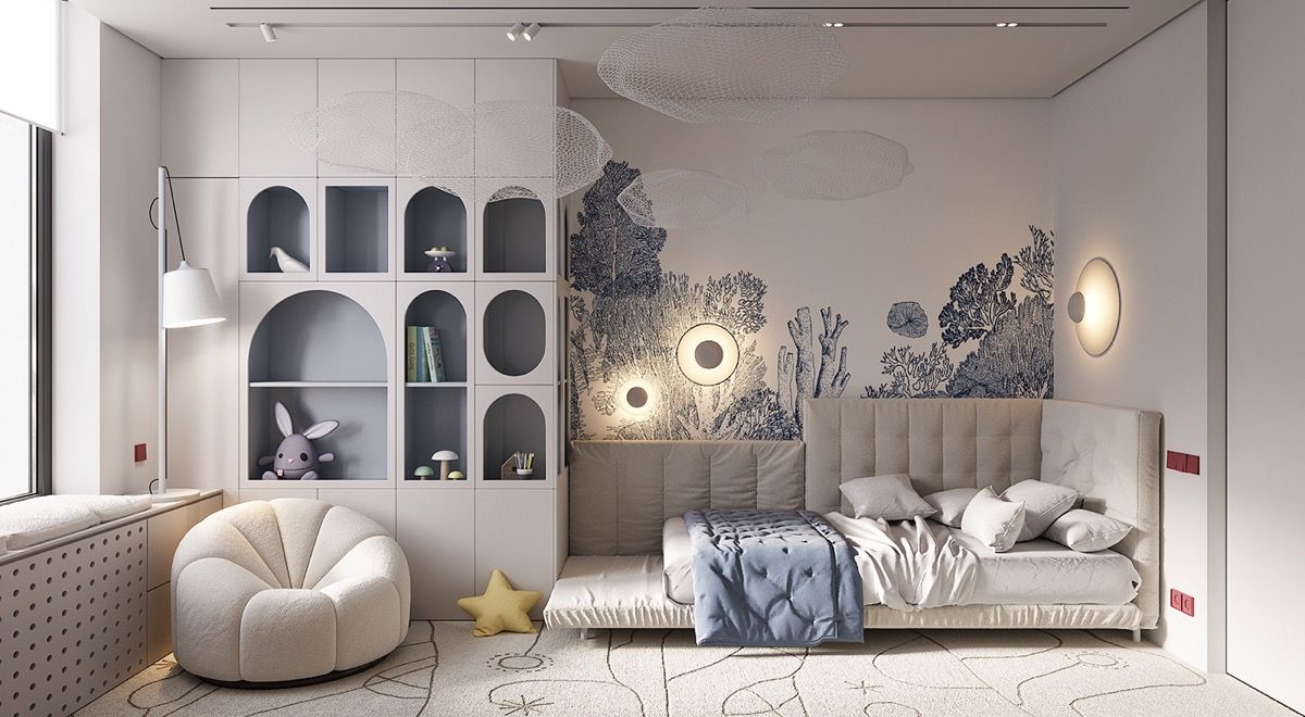 Din toate spațiile locative, camerele pentru copii sunt concepute cu finisaje, mobilier și țesături pentru a asigura copiilor un mediu sănătos și prietenos.