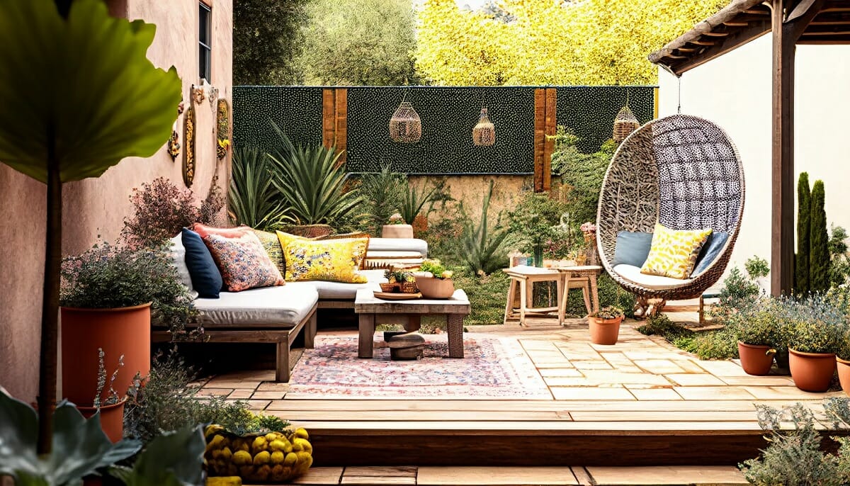Decorarea în stil exotic, presupune vegetație exotică până la nuanțe vibrante de verde și albastru